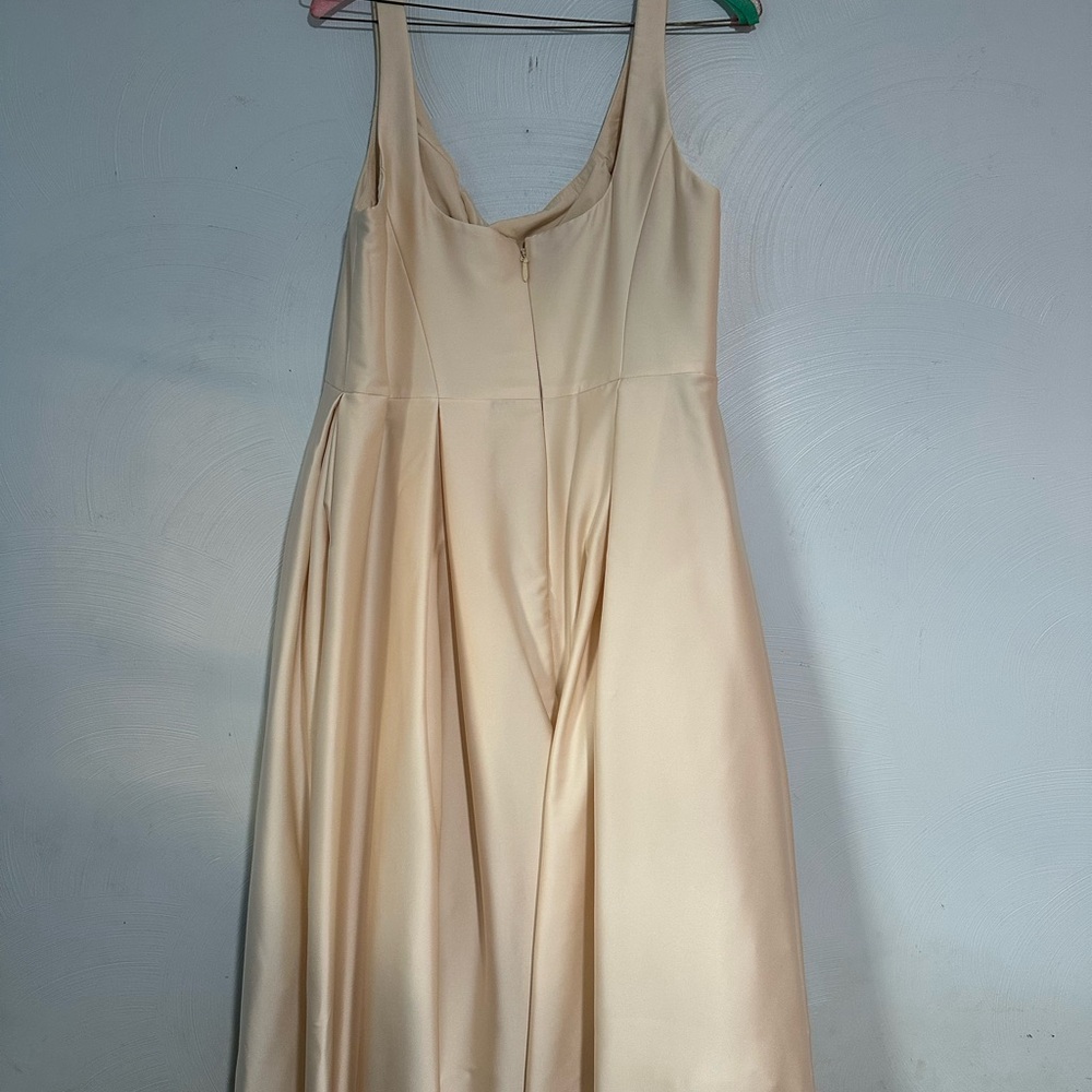 Azazie Strapless Satin Dress in cream - Picture 3 of 6